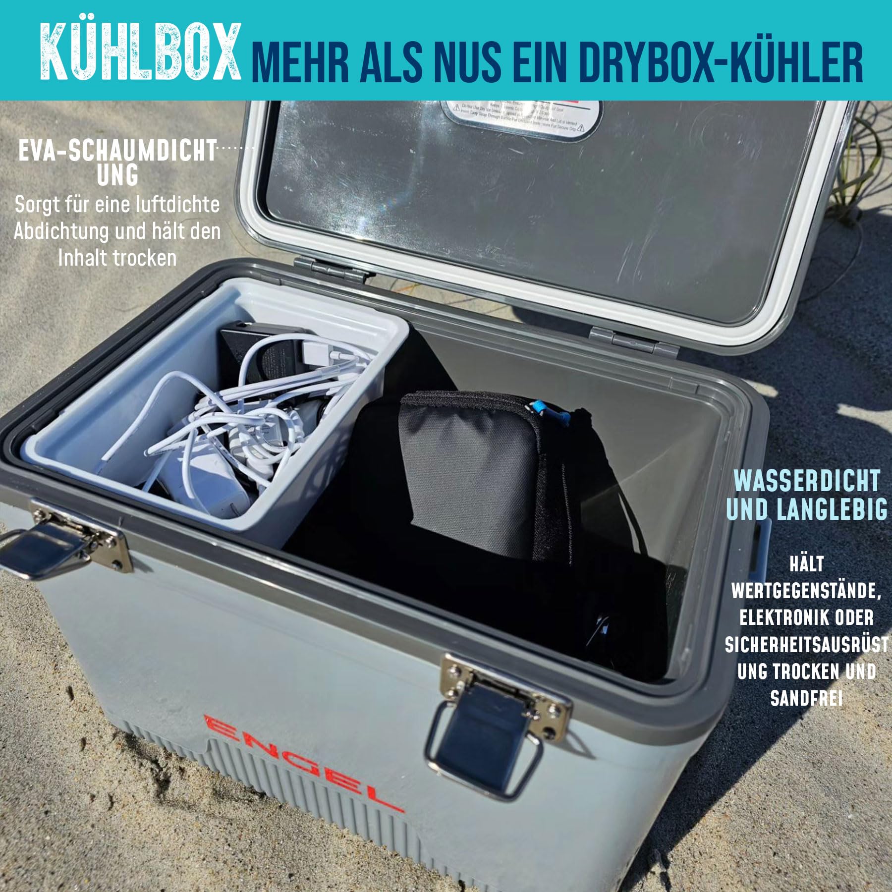 ENGEL Kühlbox 30qt (28,4 Liter) Auslaufsicher, Luftdicht, Tragbare, Kleine Kühlbox für Camping, Picknick, Wandern, Festival - Eisbox Ohne Strom für Männer & Frauen, 48,3 x 31,7 x 36,8 cm