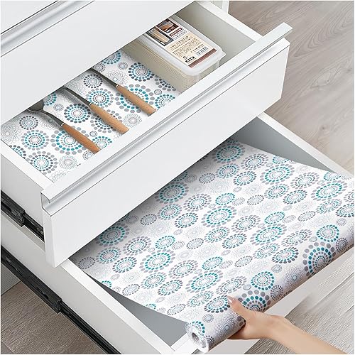 Miniatura 10 de ALIUNI Forro antideslizante para cajones y estantes, no adhesivos, gruesos, de agarre fuerte, impermeables, lavables, protegen los estantes del