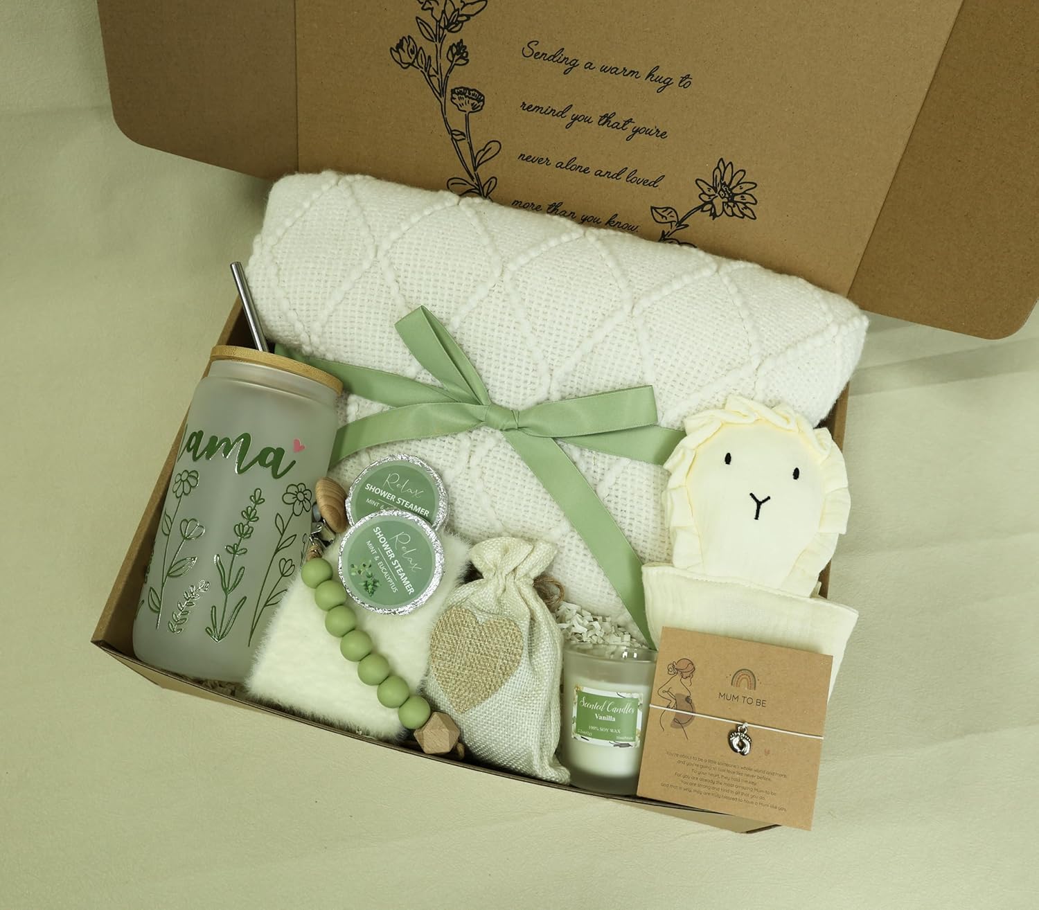 New Mom Gift Basket for Women – Care Package for Mom to Be, First Time Mother's Day Gift, Pregnant, Expecting or Postpartum Mum Gifts After Birth(Off-White)