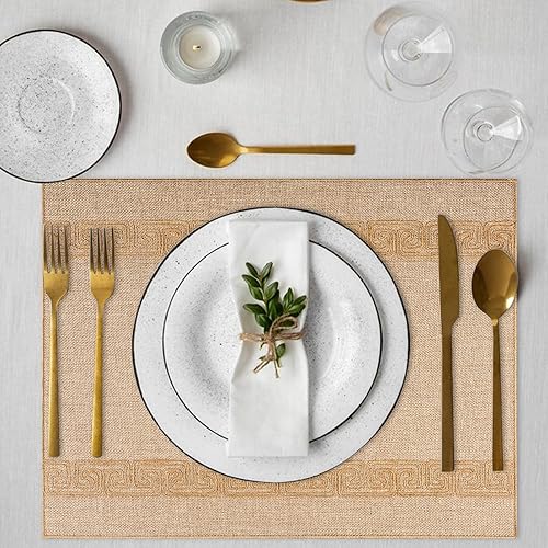 Miniatura 7 de Juego de 6 manteles individuales de tela tipo lino, resistentes al calor, antideslizantes, lavables a máquina, manteles individuales duraderos para