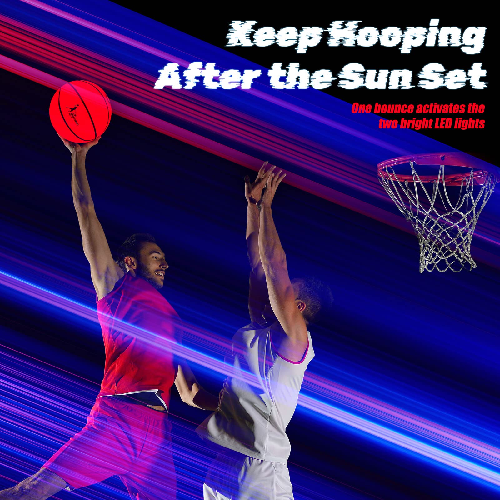 Hungdao 3 Pack Glow in The Dark Basketball for Teen Boys Size 7 Xmas LED Light up Basketball with Pump Extra Batteries Outdoor Sports