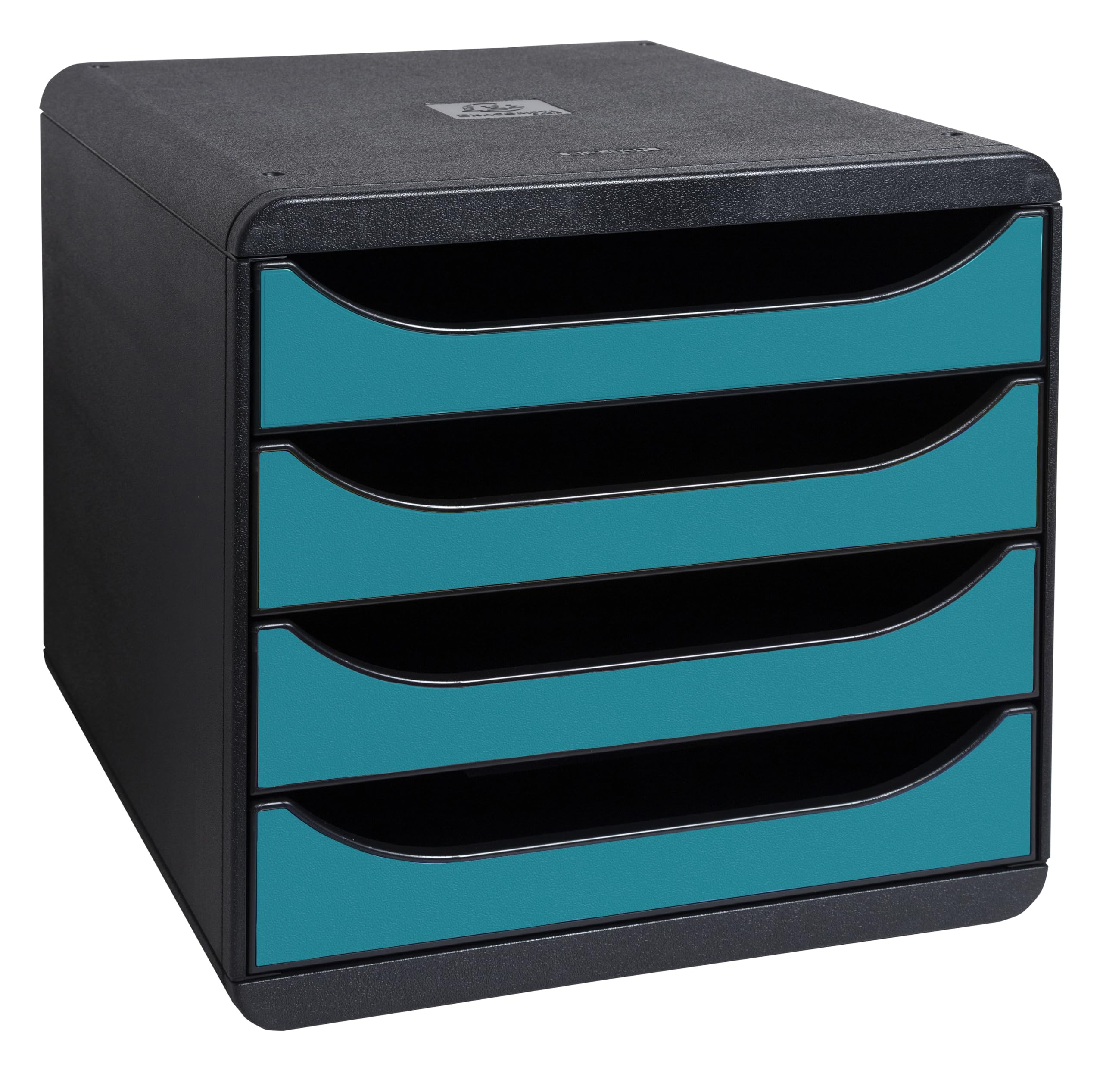 Exacompta - Rif. 31034D - Modulo di archiviazione BIG-BOX Skandi, scatola 4 cassetti per documenti A4+, dimensioni esterne. : Profondità 34,7 x Larghezza 27,8 x Altezza 26,7 cm, Blu Pacifico