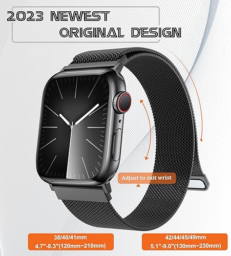 Miniatura 3 de Correa milanesa patentada compatible con Apple Watch Series 9, 8, 7, 6, 5, 4, 3, Ultra 2, 1, SE, de 1.929 in, 1.772 in, 1.732 in, 1.654 in, 1.614