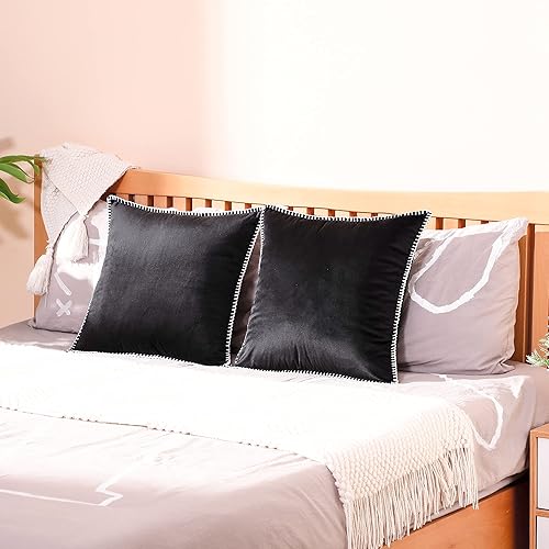 Miniatura 6 de GAWAMAY Fundas de almohada de otoño de 16 x 16 pulgadas, paquete de 2 fundas de almohada decorativas con borde de chenilla, suaves y bohemias,