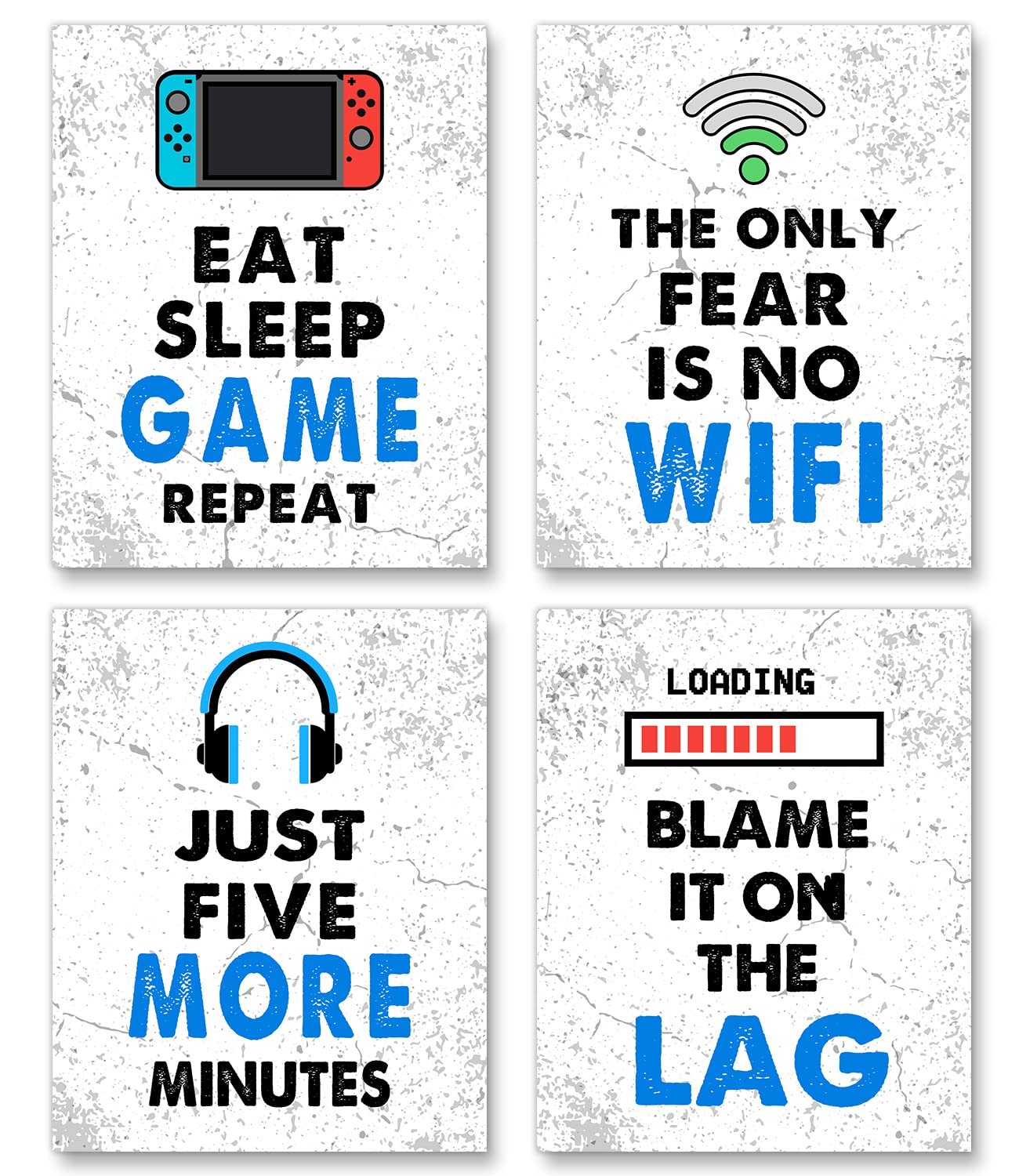 Simimi artVideo Game Decor Set of 4 (8”X 10”), Boys Room Decorations for Bedroom, Gaming Wall for Kids Boy Playroom Home Decor, Video Game Gift, Video Game Print, Video Game Poster, No Frames