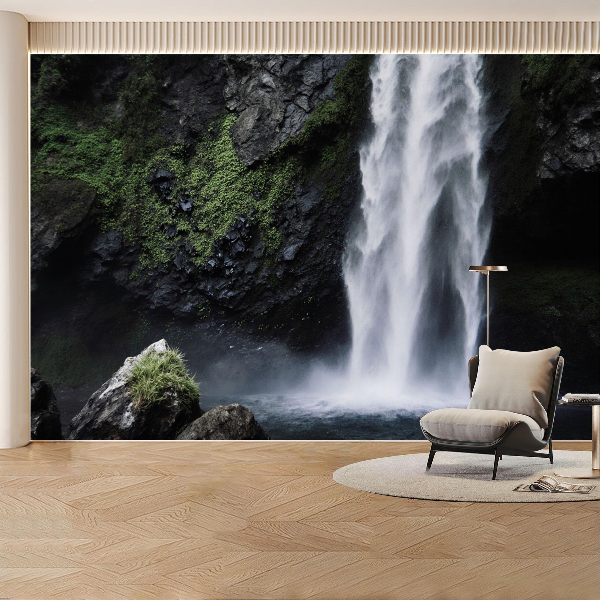 Custom Wall Mural Wallpaper Waterfall Landscape Nature Wall Decor Large Wall Art Misty Nordic Removable SelfAdhesive Large Photo for Living Room， Bedroom， Office