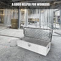 Vista 5 de confote 39 Inch Heavy Duty Aluminum Stripes Plated Tool Box Pick Up Truck Bed RV Trailer Toolbox Waterproof Square Storage Organizer with Side