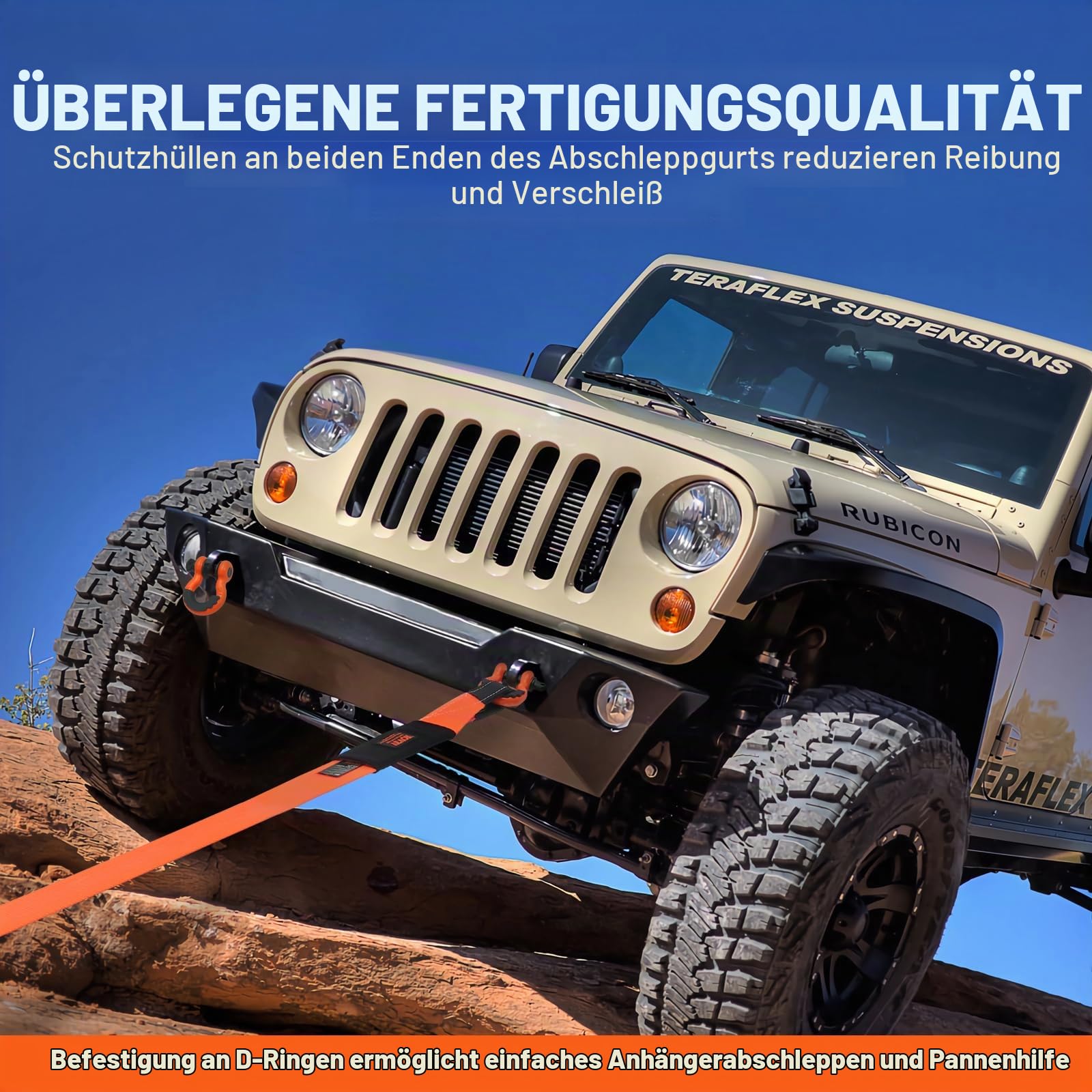 VEVOR Abschleppgurt-Bergeset 85 mm x 9 m (MBS-16329 kg) Baumschoner-Windengurt, dreifach verstärkte Schlaufe & Schutzhüllen & Aufbewahrungstasche, 3/4 Zoll D-Ring-Schäkel, für LKW, Jeep, SUV, ATV