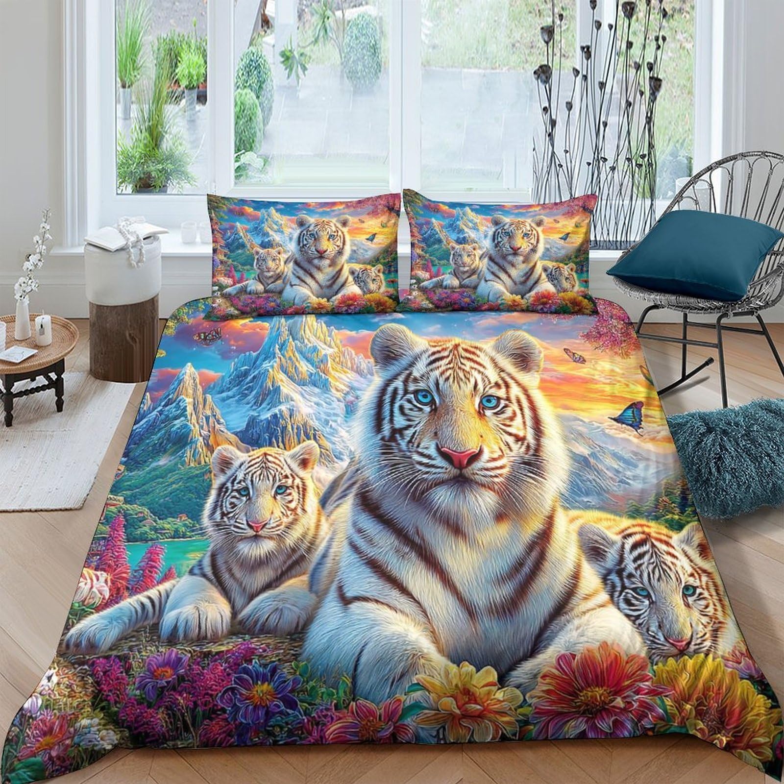 Housse de couette tigre literie microfibre douce résout le problème des draps rêches