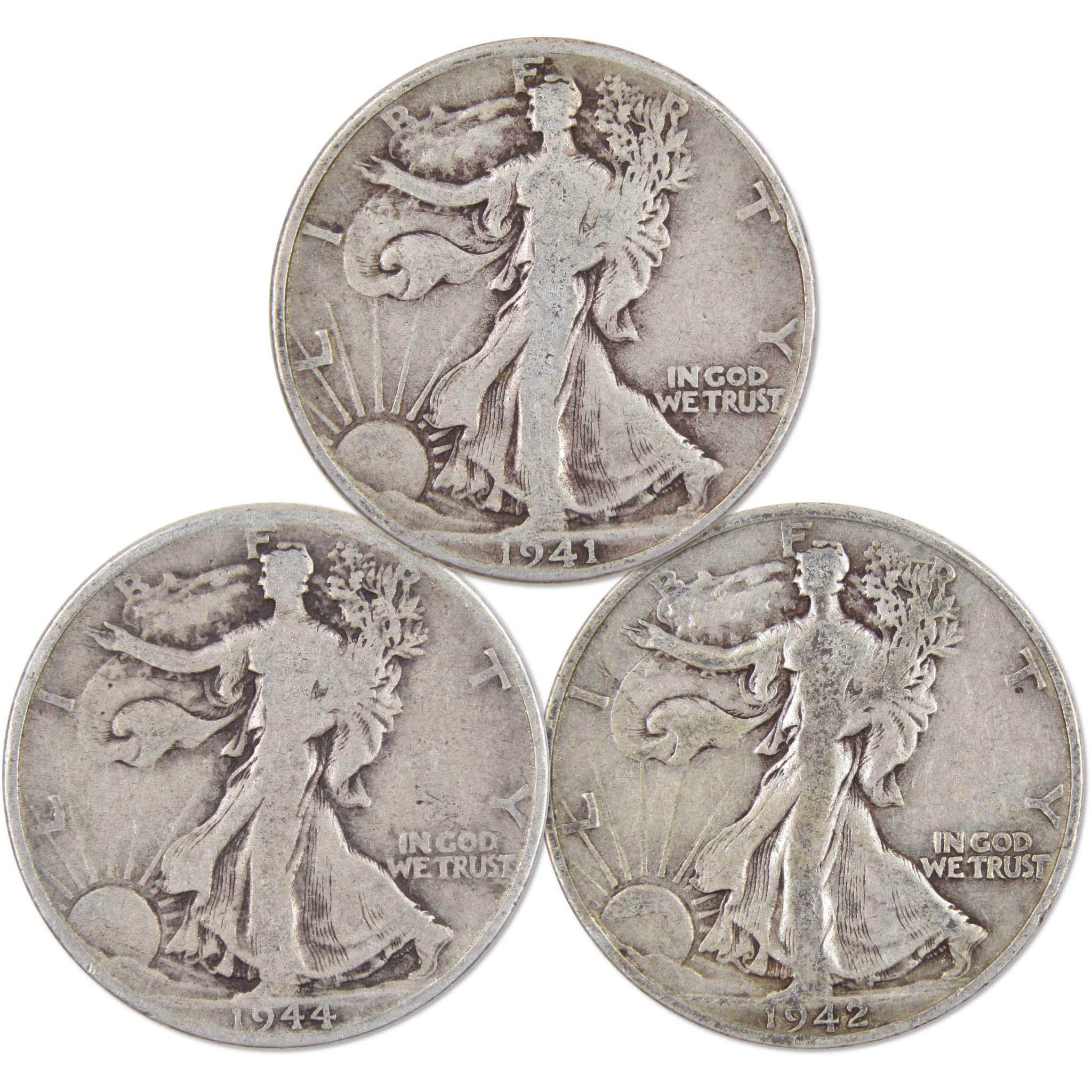 Liberty Walking Half Dollar 3 Coin PDS All Mint Gift Set VG 90