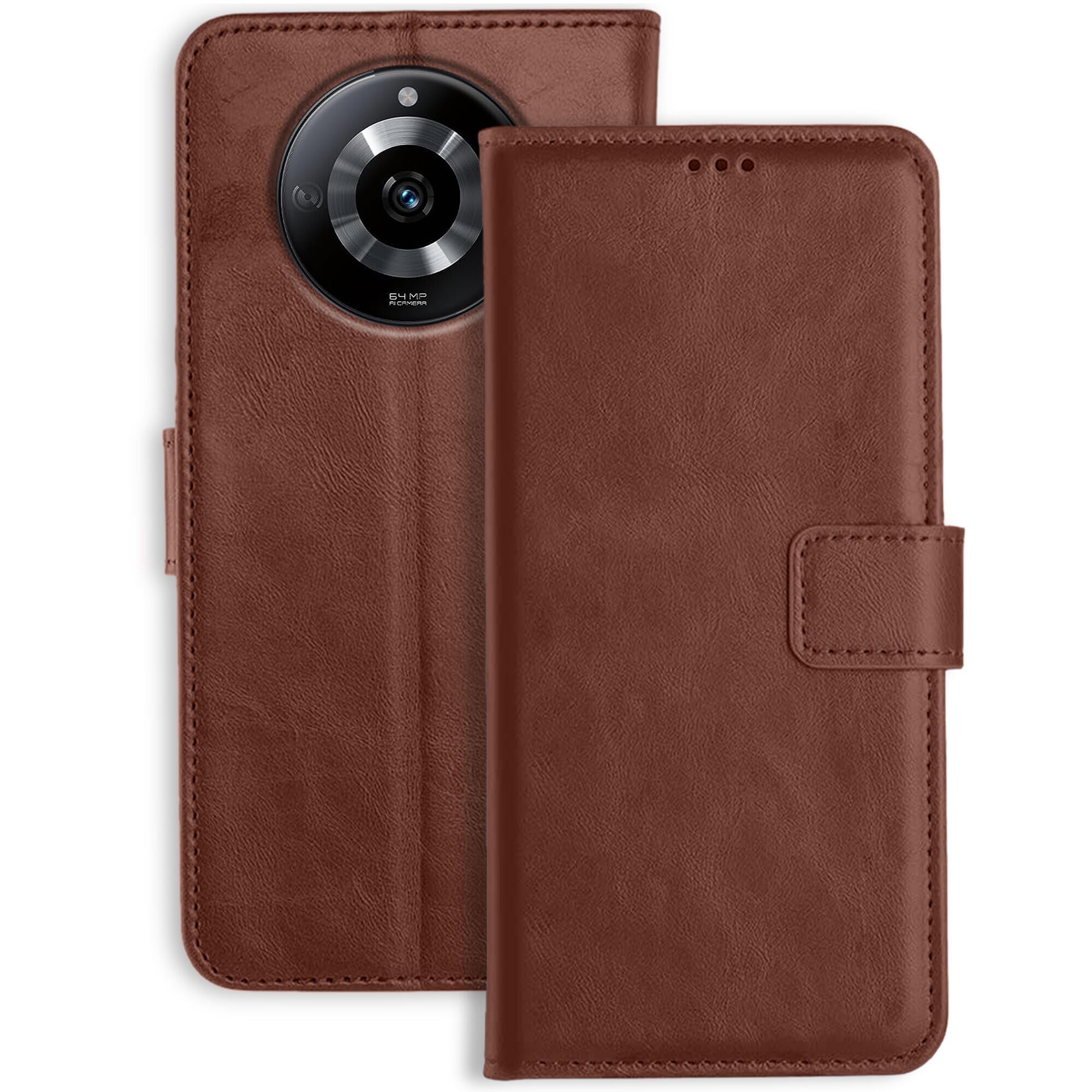Ubros Network Realme Narzo 60 5G Flip Back Cover Case | Inbuilt Stand & Pockets | Magnetic Shockproof Leather Wallet Style Flip Case for Realme Narzo 60 5G (Brown) (B0CH8XZXQM) Amazon Price History, Amazon Price Tracker