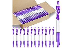 Yexiya: 100pcs Purple Awareness Ribbon Pens: Autism, Domestic Violence, Ovarian, Cancer and...