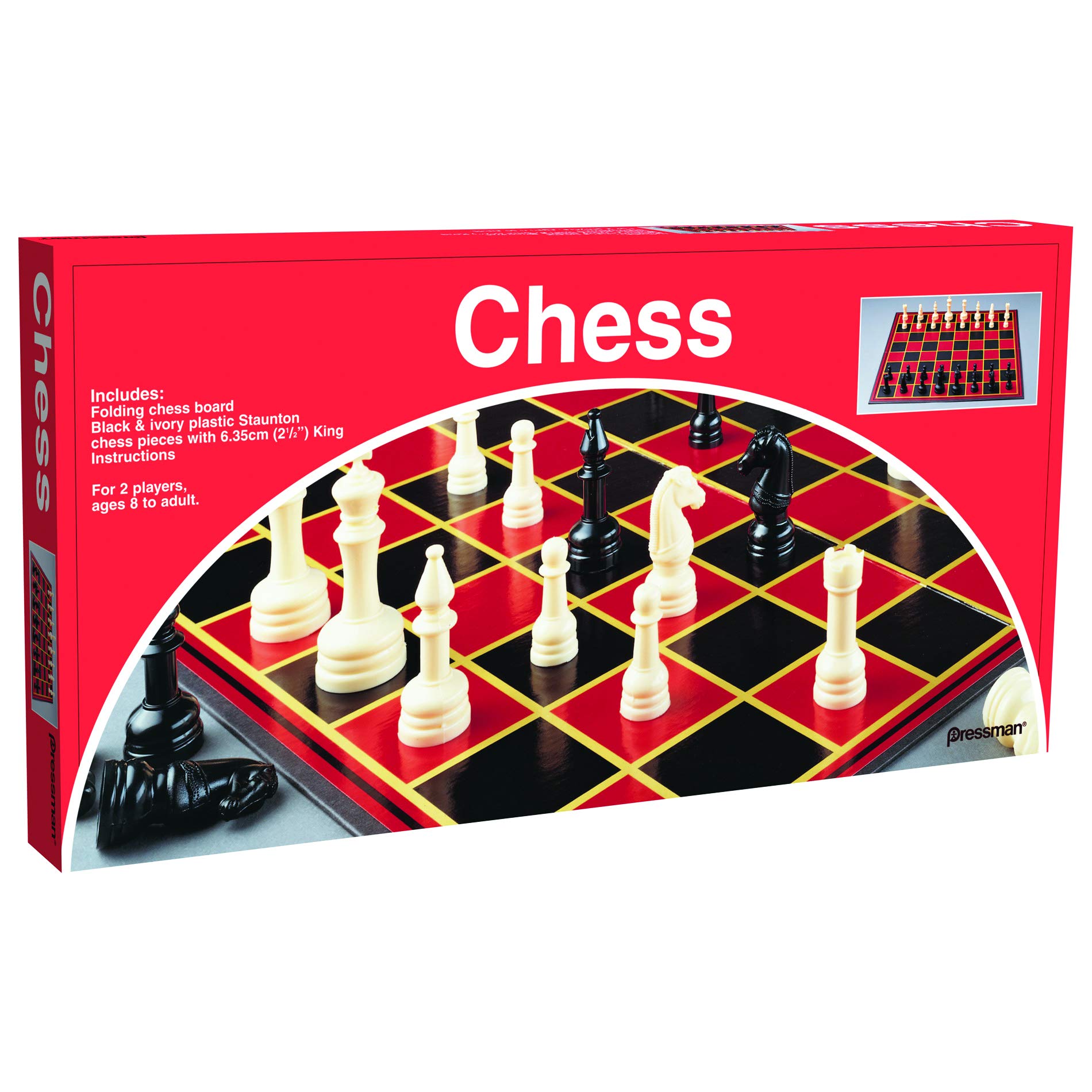Pressman Chess Folding Board Game Red/Black/White, Standard, 21251