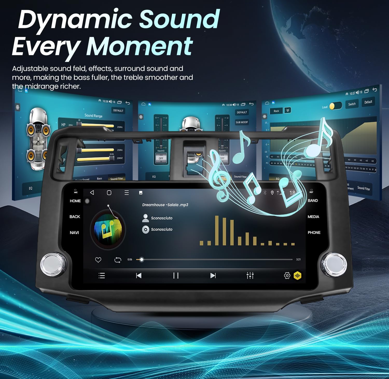 8Core 4GB RAM 64GB ROM Car Radio for Toyota 4Runner 2010-2019 10.33” Android Head Unit Wireless CarPlay & Android Auto GPS Navigation 5G WiFi FM/AM/RDS Hi-Fi Sound JBL Bluetooth 5.0