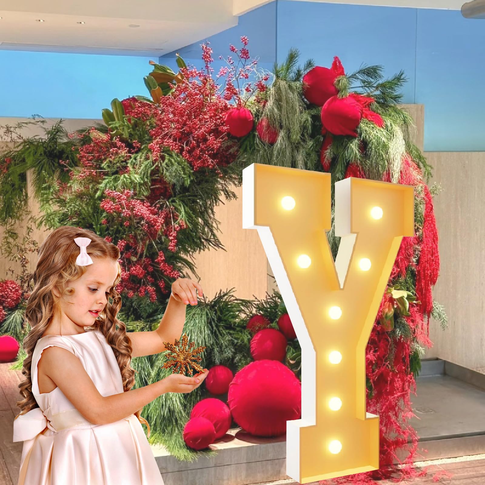 Letras de marquesina grandes iluminadas, letreros de fiesta iluminados gigantes con cadena de luces LED que funcionan con pilas para cumpleaños, aniversarios, bodas