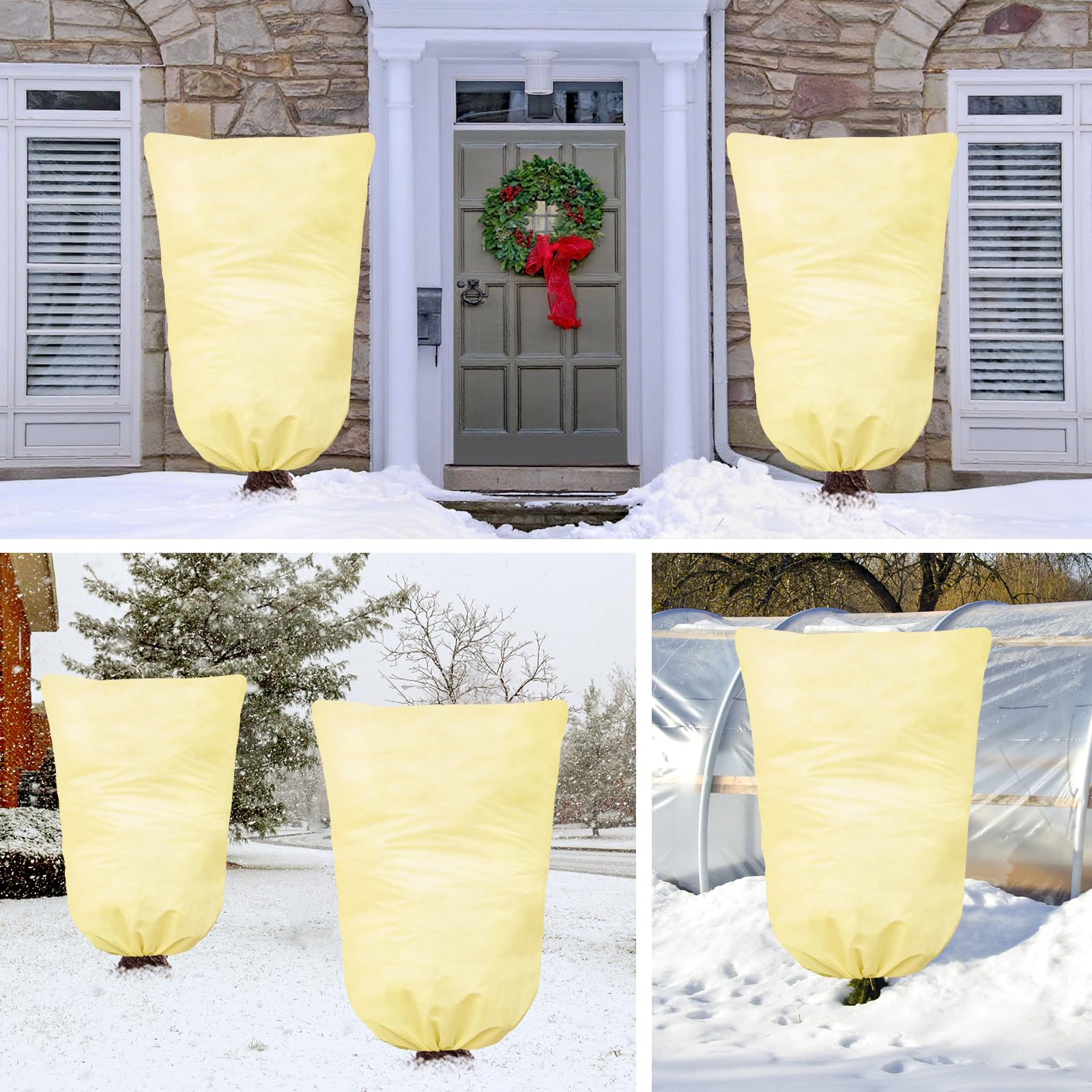 Confezione da 2 coperture per piante per l'inverno, 200 x 240 cm, coperture per arbusti per l'inverno, protezione dal gelo, protezione dal gelo dal freddo, con coulisse con cerniera (80 g/m²)