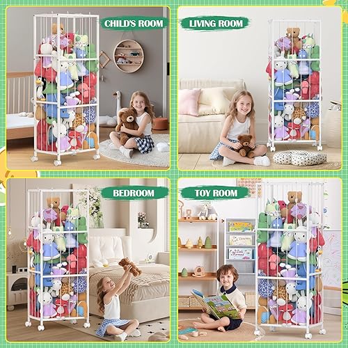 Miniatura 6 de Almacenamiento de animales de peluche, soporte grande de zoológico de peluche, organizador de almacenamiento de juguetes de peluche de metal