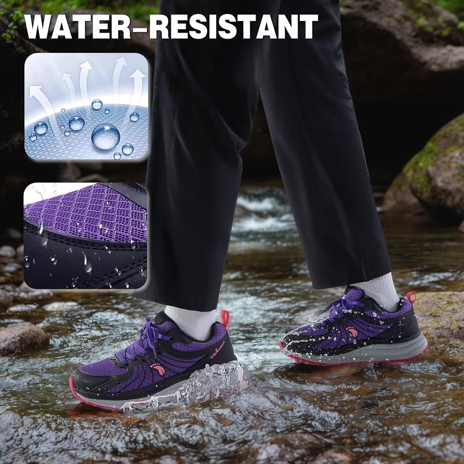 Women's Orthopedic Waterproof Trail Running Shoes: Comfortable Arch Support Plantar Fasciitis Orthotic Athletic Sneakers, Casual Flat Feet Sports Hiking Shoes for Foot Heel and Pain Relief