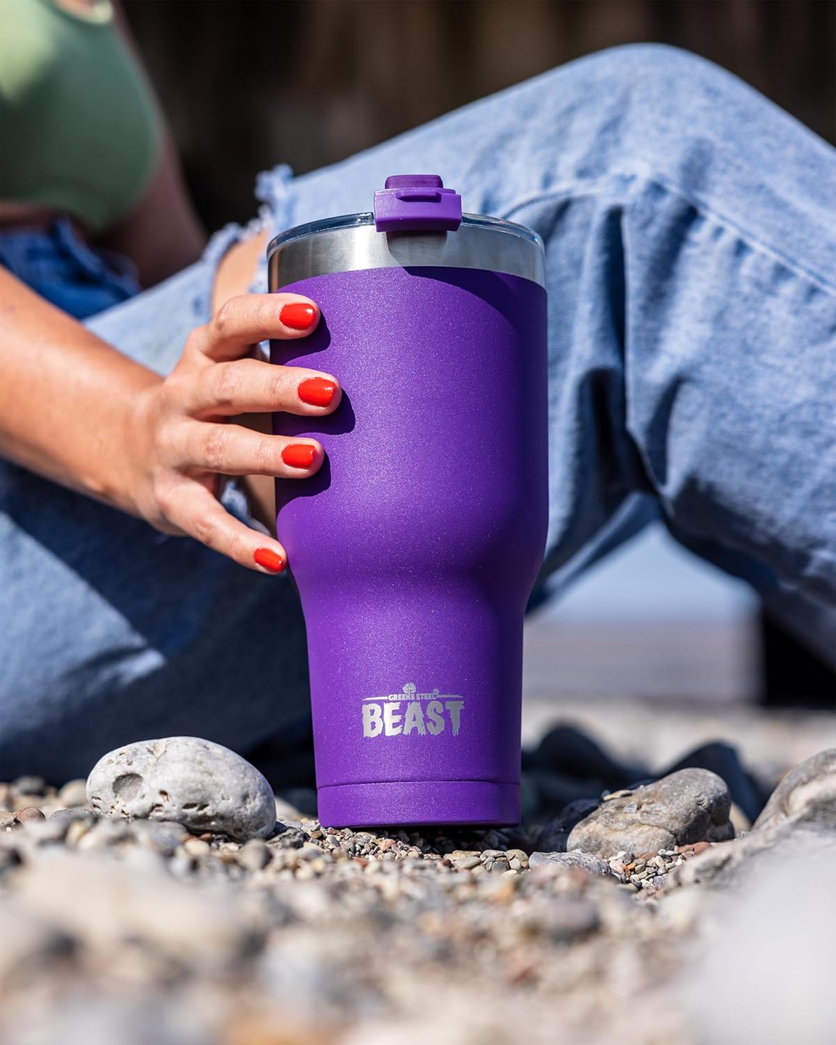 Beast 40 oz Tumbler Stainless Steel Vacuum Insulated Coffee Ice Cup Double Wall Travel Flask (Purple) - Image 3