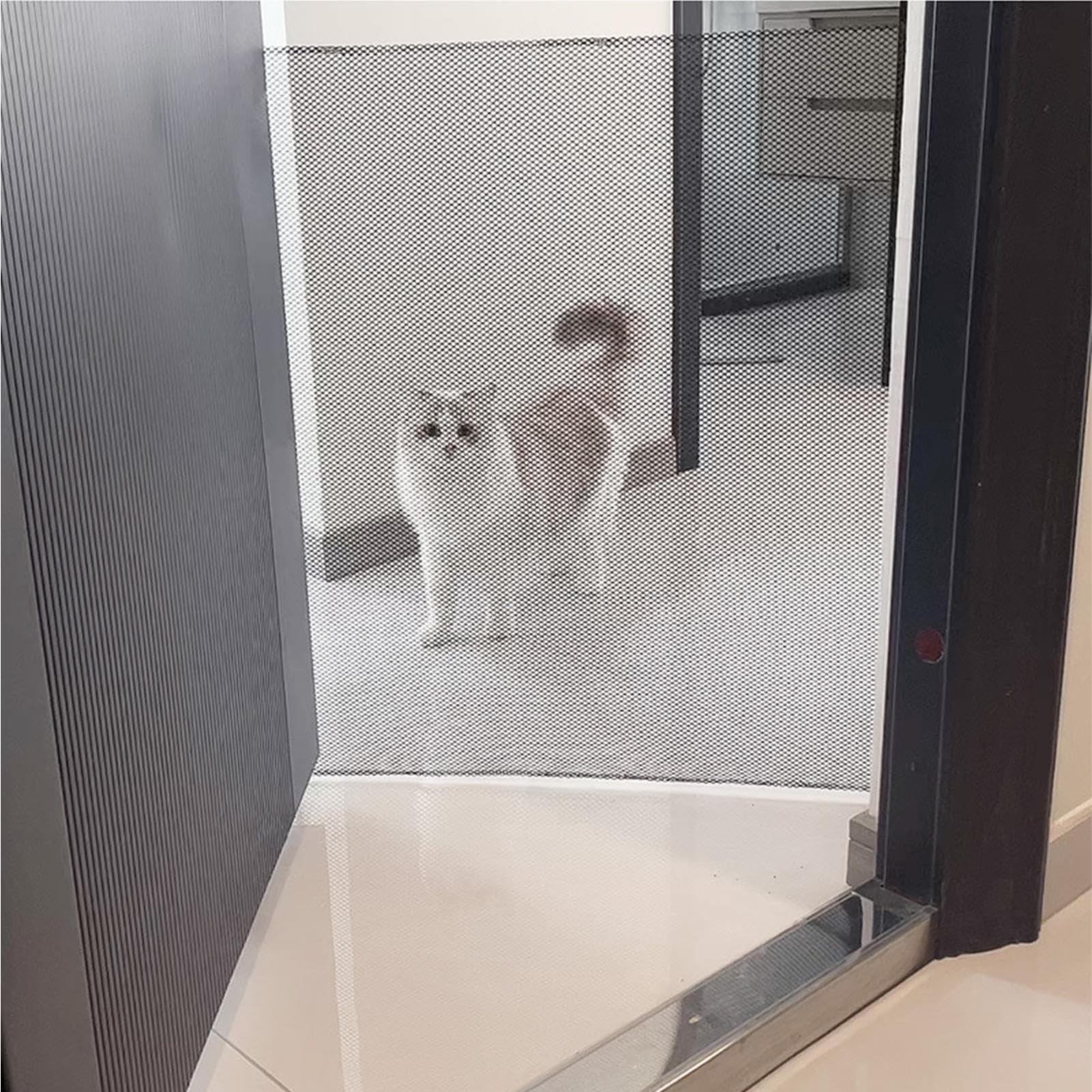 Puerta de seguridad infantil para puertas, puerta de seguridad de malla para perros para escaleras | Kid Mesh sin perforación, multifuncional, fácil – Instalación de puertas para mascotas para