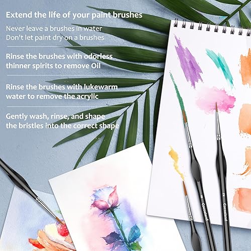 Miniatura 5 de Pinceles de pintura en miniatura, 10 pinceles de punta redonda, juego de pinceles de pintura de microdetalle, mango triangular, pinceles de arte,