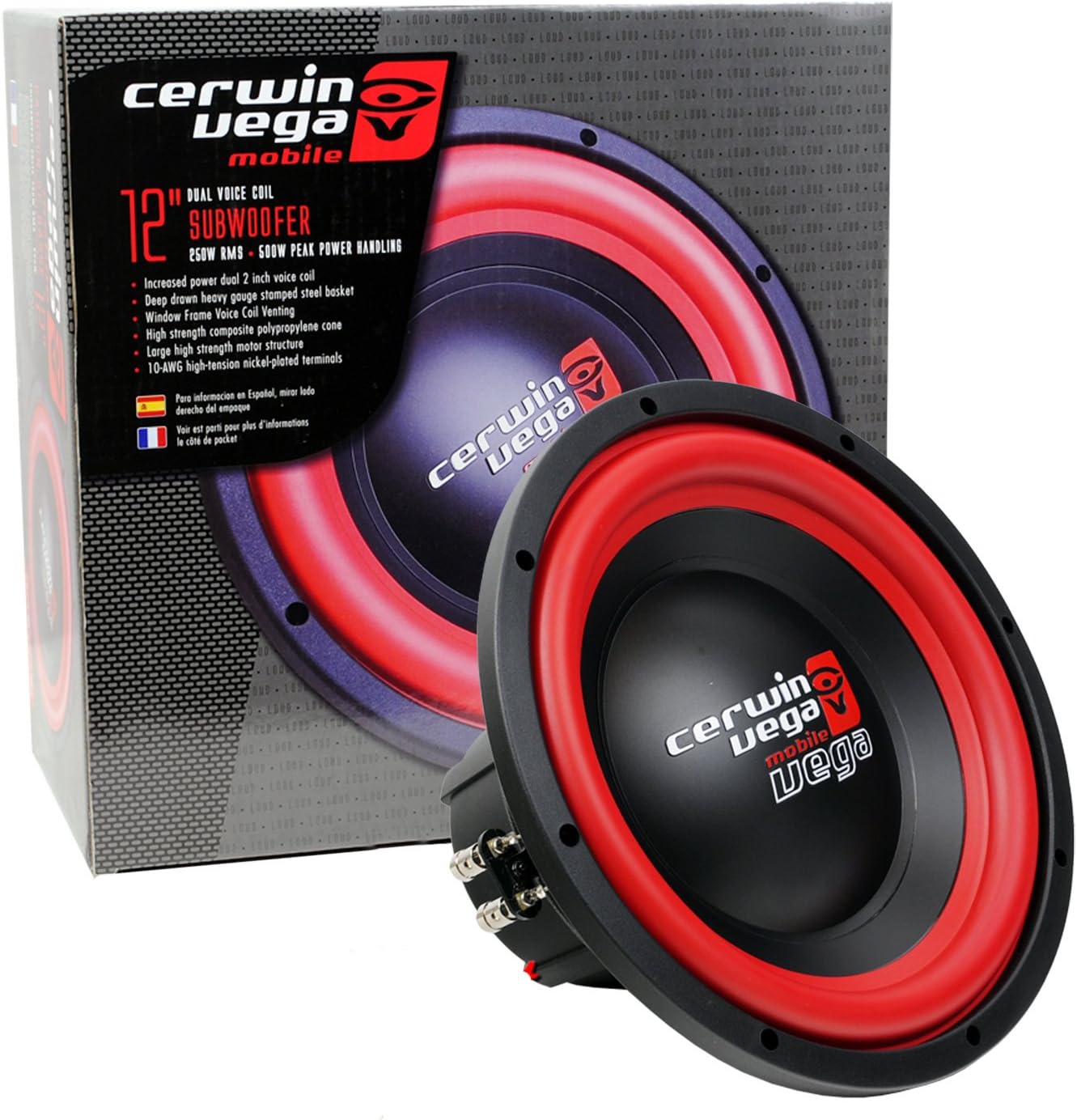Cerwin Vega VEGA124.2 12" Dual 4 ohm Car Subwoofer 500Watts Power
