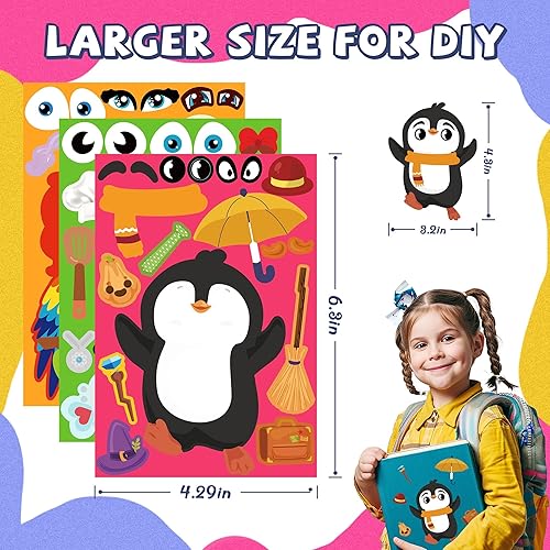 Miniatura 4 de sinceroduct 100 hojas de calcomanías para niños, haz tu propia calcomanía, 20 estilos impermeables para niños, calcomanías de animales para Navidad