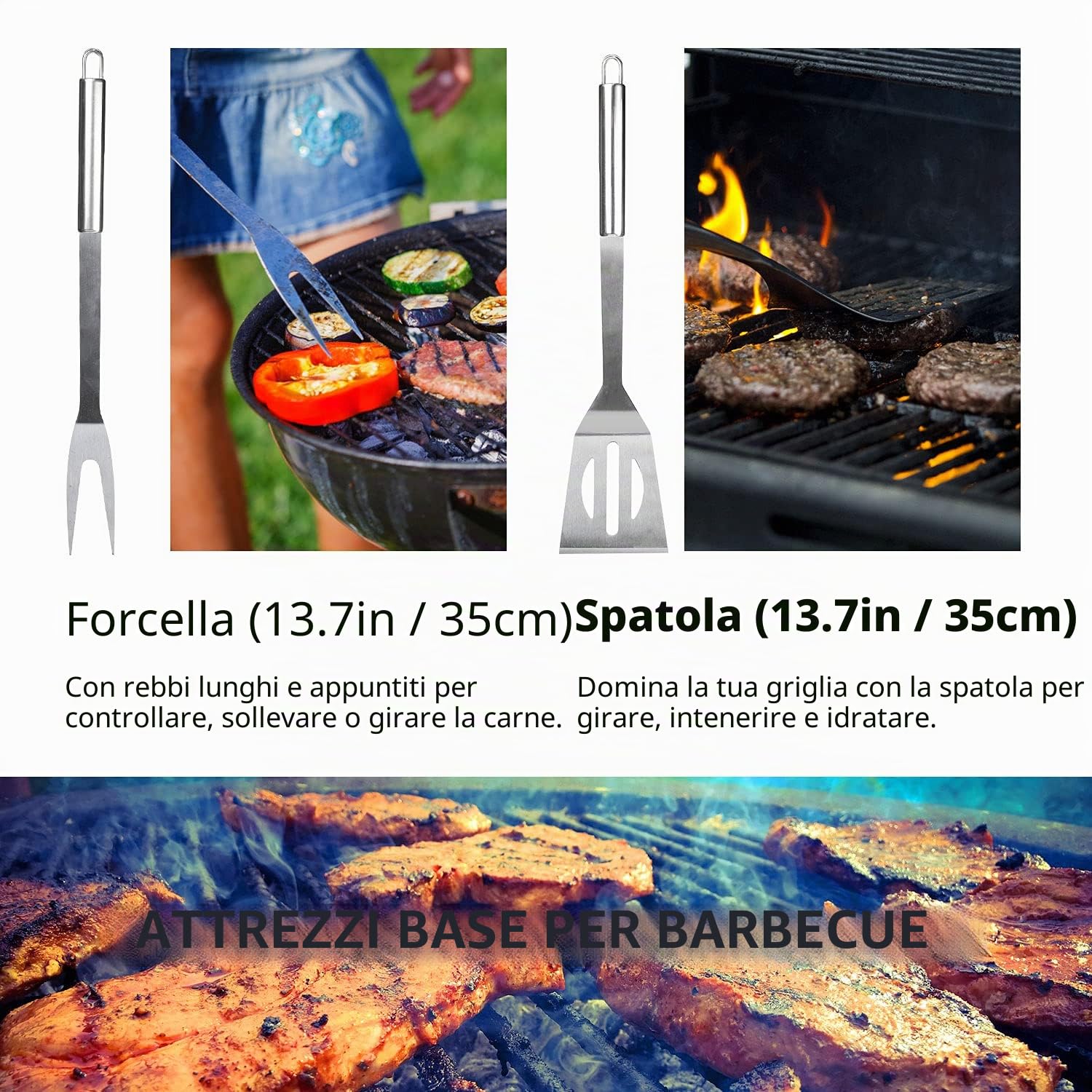 Set di Utensili da Barbecue, In Acciaio Inox, Accessori Professionali per Barbecue, con Borsa Facile da Trasportare (9 PCS)