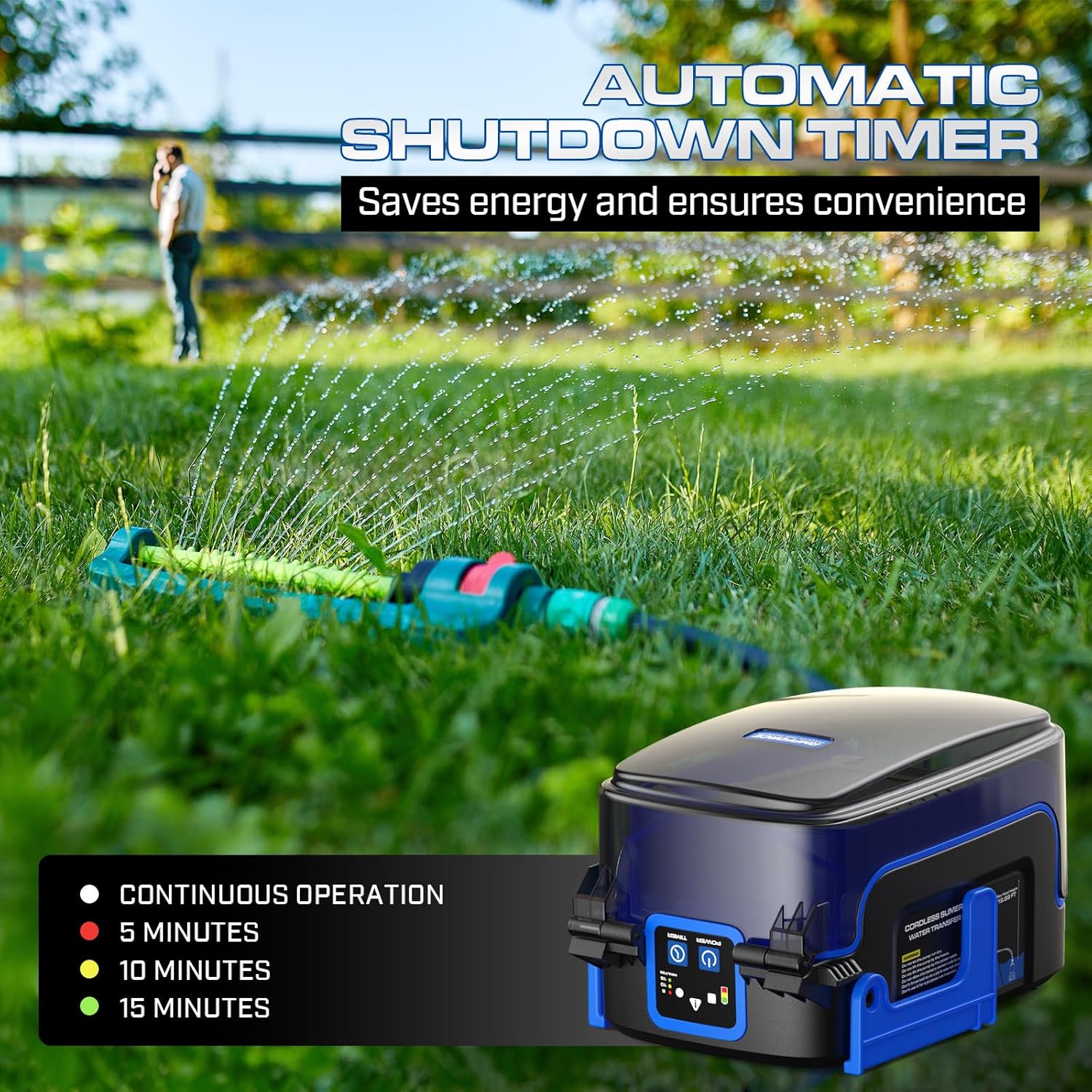 2 Batteries-20V Cordless Submersible Water Transfer Pump, 1010GPH Portable Sump Pump, 2 Pack 4.0Ah Battery Powered Water Pump Runtime 2H for Pool, Rain Barrel, Garden, Flood Relief