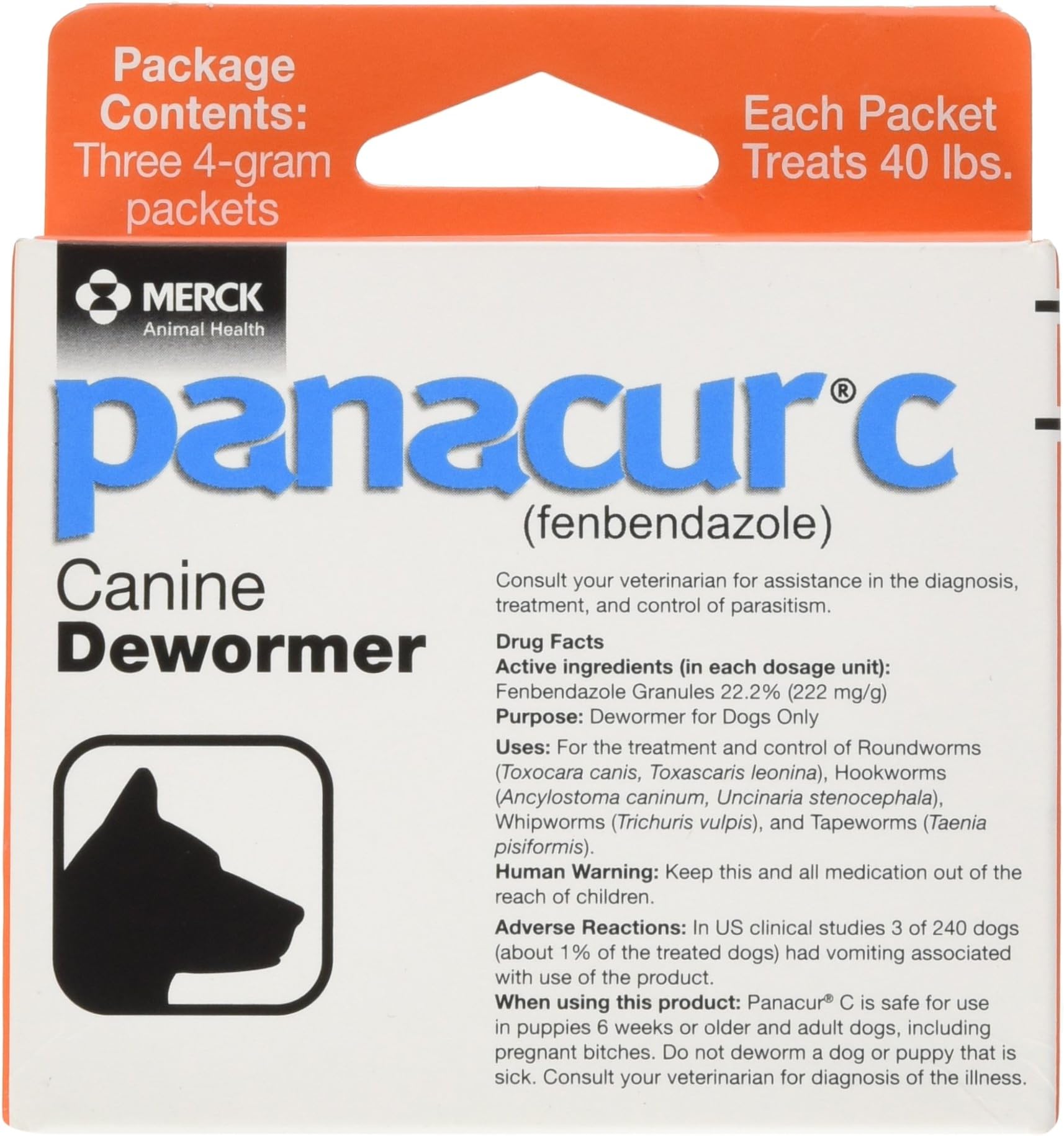 C Canine Dewormer (Fenbendazole), 4 Gram, 3 Count (Pack of 1), Red