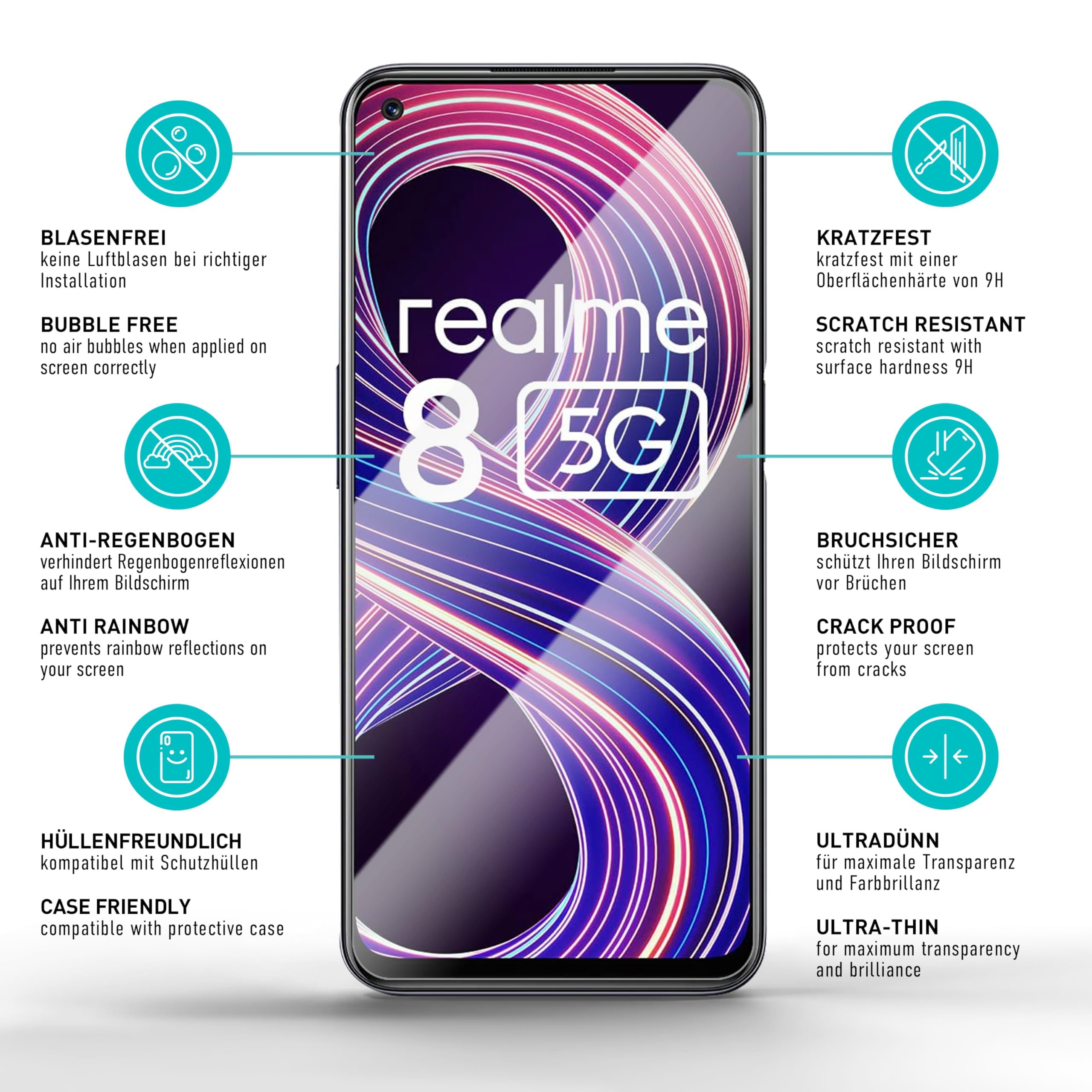 2 Pezzi Di Vetro Temperato Per OPPO Realme 8 5G 4G 8Pro Pro V13 Narzo30 Realme8 HD Pellicola Protettiva Per Schermo Per 6.5 "RMX3241