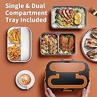 Vista 6 de Electric Heated Lunch Box for Adults, 100W 3-IN-1 2 Pack 1.8L Containers Heating Lunch Box for Men Portable Double Layer, Fast Heated Food