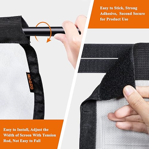 Miniatura 4 de MAGZO Puerta mosquitera para colgar, se adapta a puertas de 32 x 80 pulgadas (tamaño de cortina de 34 x 81 pulgadas), malla de fibra de vidrio