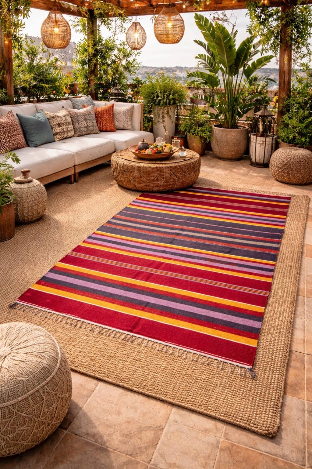 Best Stor Cotton Floor Mat 4x6 Feet, Multicolor Striped Dari Rug, Washable Area Carpet for Living Room, Bedroom, Hall, Office & Home Décor-picture-37