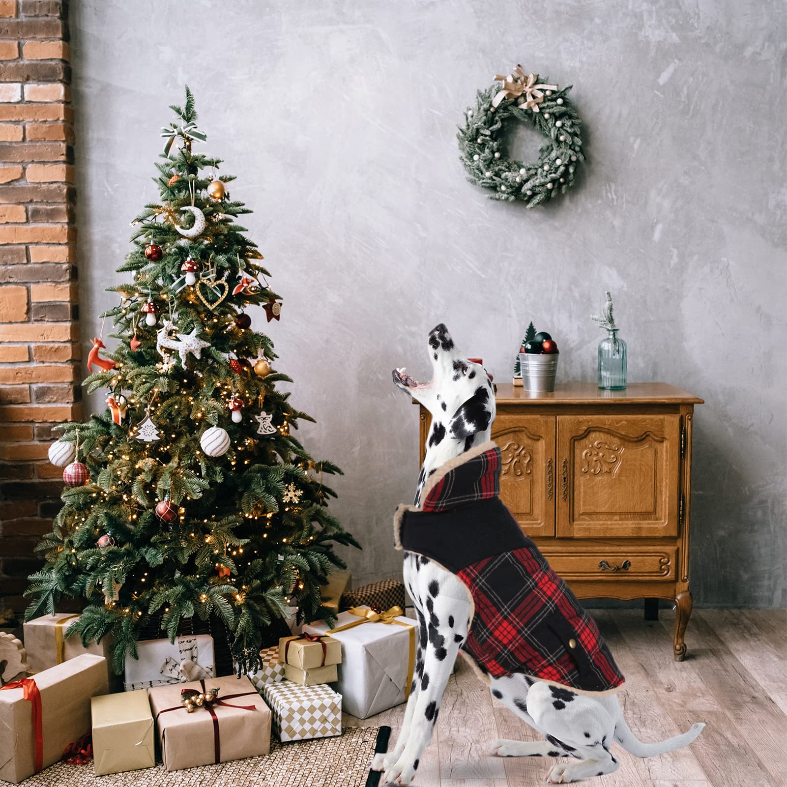 Abrigo de invierno para perros pequeños y medianos, chaqueta a cuadros para cachorros, abrigo de algodón para clima frío, ropa cálida resistente al viento, trajes gruesos para mascotas