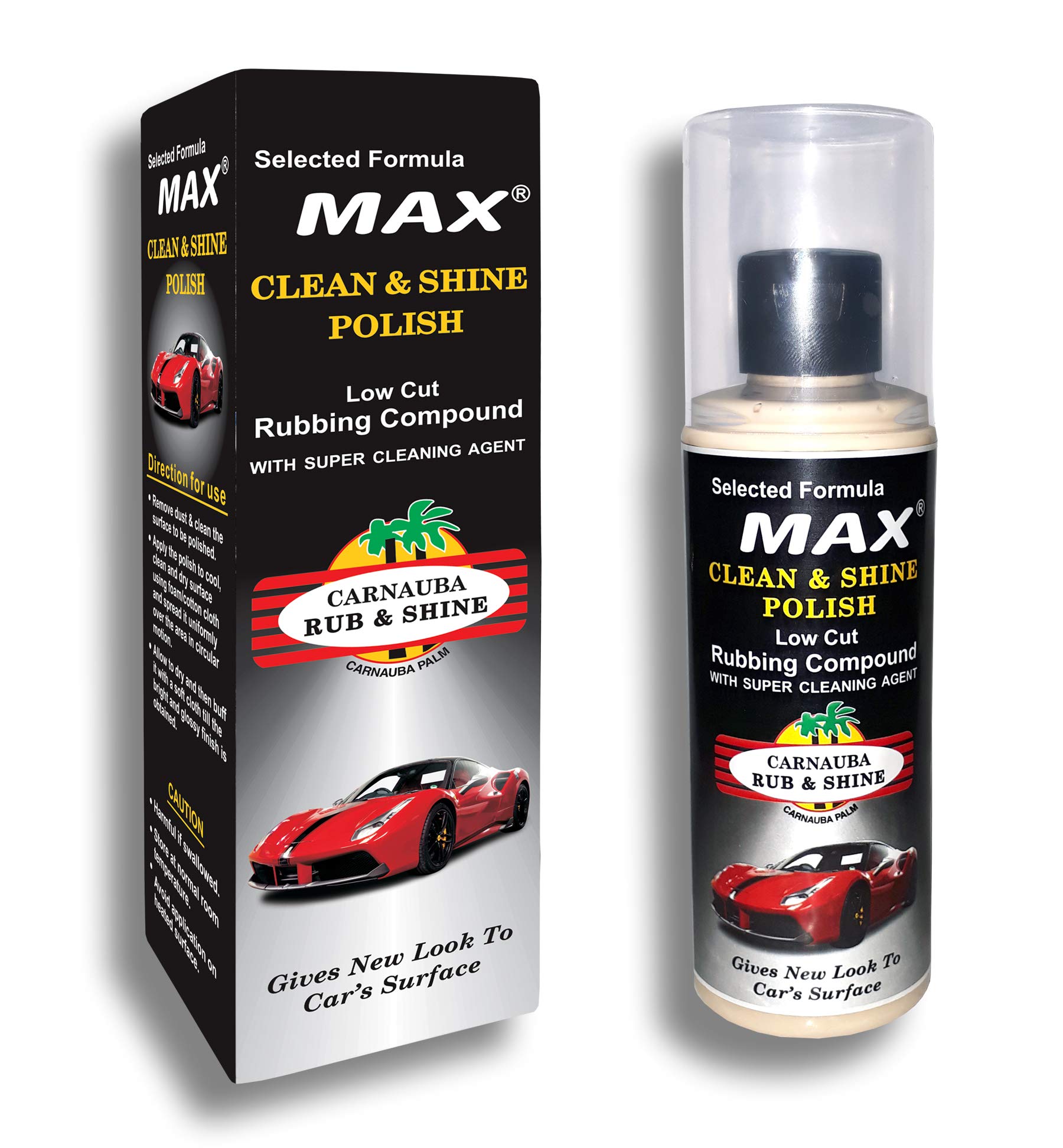 Max Clean and Shine Polish 200 ML - Selected Formula for Super Cleaning by Rubbing Compound and Long Lasting High Gloss and Paint Protection by Carnauba Wax Coating-image-49