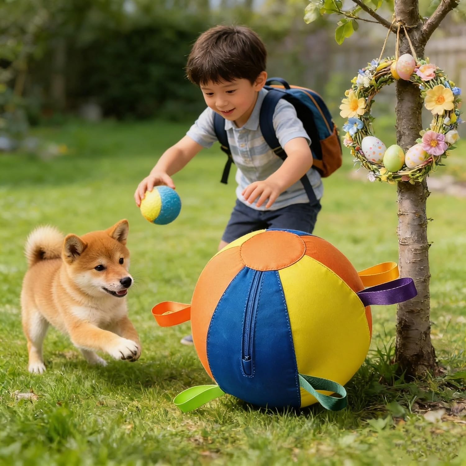 Herding Ball for Dogs, Calming Jumbo Ball for Dogs, Ear-Resistant Inflatable Dog Toy with Handle Cover & Pump, 10/18/22" Herding Balls for Dog & Horses, for Play Exercise Dog (A, 10in)