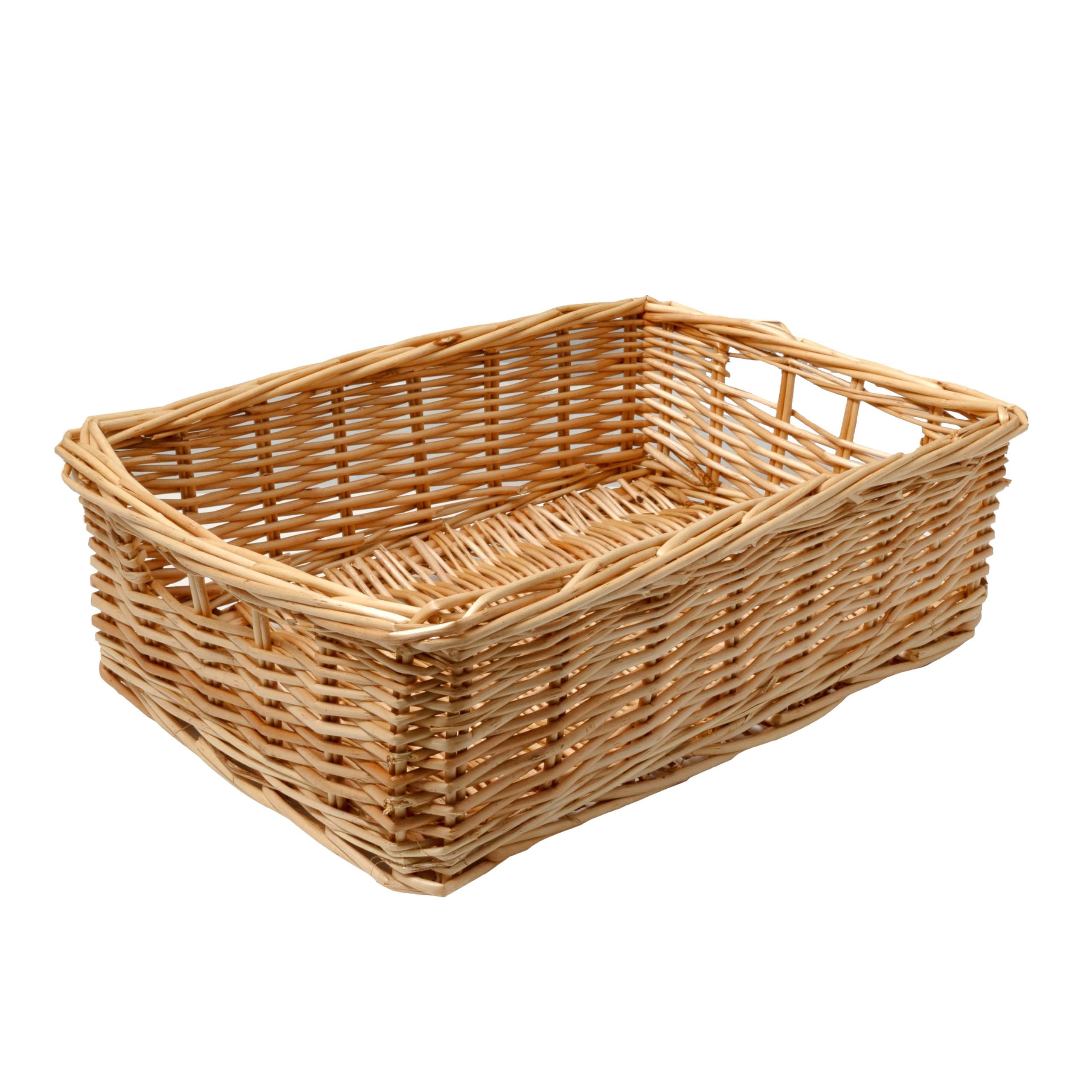 Arthur Cameron - Rectangular Shallow Wicker Storage Tray - Hand-woven by Skilled Artisans in Northern China, an Organiser Basket is the Perfect Home Storage Solution (Natural, Small)