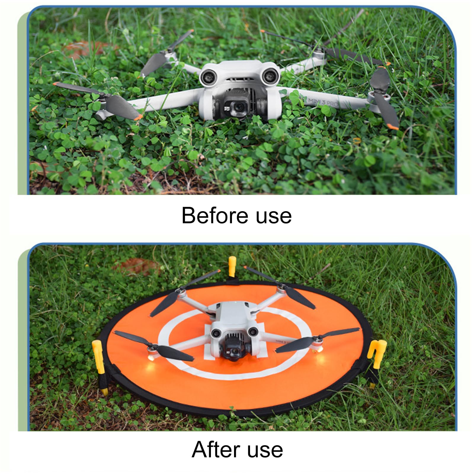 Helipad Dronepad, Drone Landing Pad, Pieghevole, Tappeto di Atterraggio, Arancione, Diametro 55cm, con Borsa