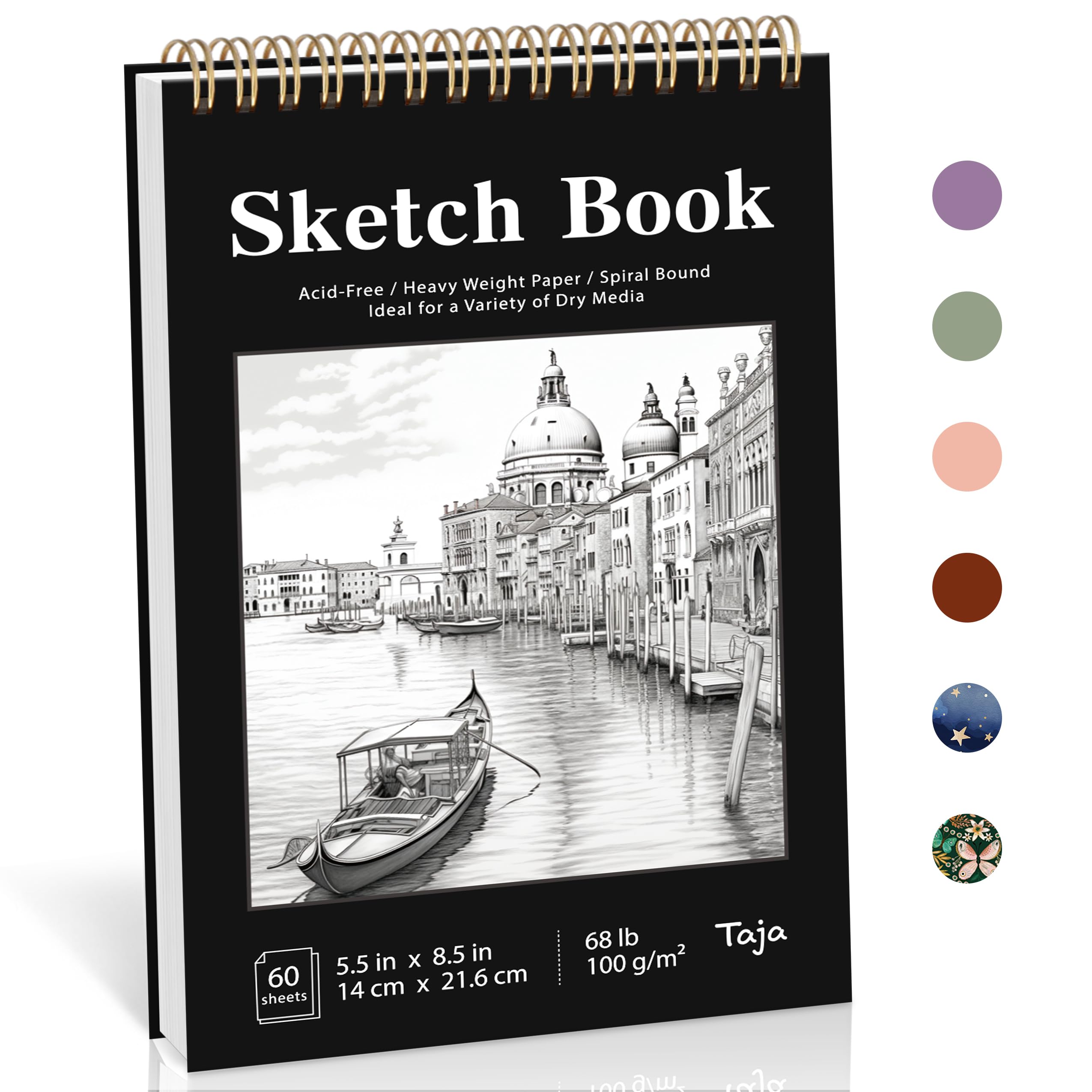 Sketch Book 8.5" x 5.5", Sketchbook for Drawing Top Spiral Bound, 1-Pack 60 Sheets, Acid Free Artist Drawing Pad Paper Painting Sketch Pad for Travel Kids Students Adults Beginner - BlackThe Forest Stewardship Council