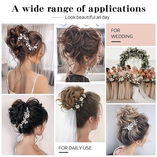 Miniatura 6 de Flufymooz Extensiones de cabello humano 100 % real, extensiones de cabello humano despeinadas, moño desordenado natural rizado con banda elástica,