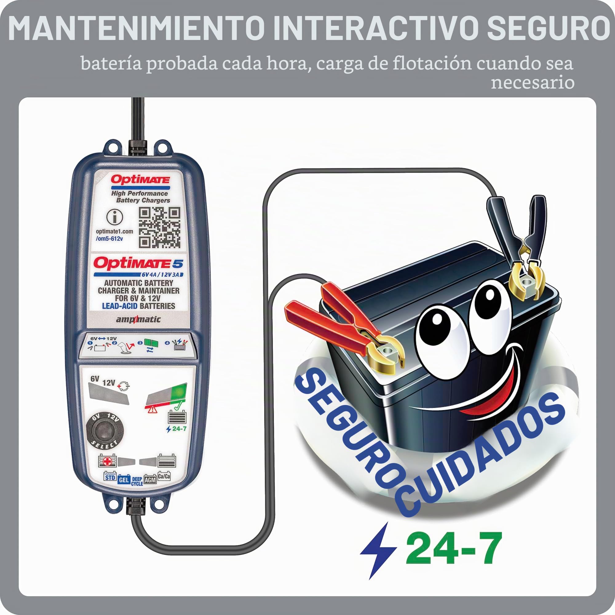 Optimate 5 Select 6V 12V Cargador de Batería Automático Inteligente para Moto Coche