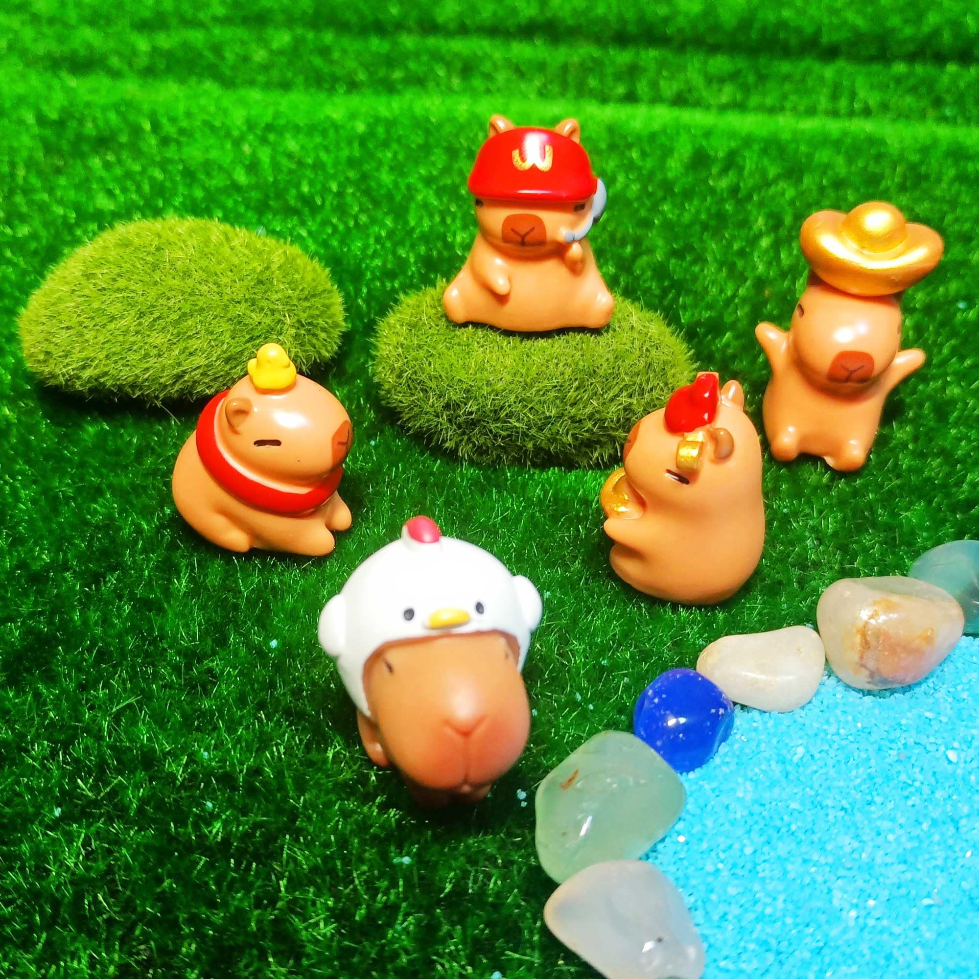 Juego De 13 Mini Figuras De Capibara De Resina - Decoración Adorable Para Tartas, Bonsáis, Jardines Y Manualidades