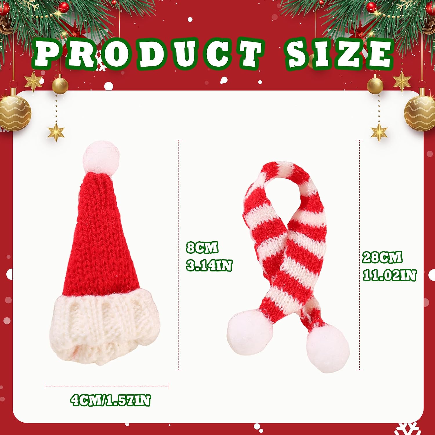 JITUIHOM100PCS Red Mini Hats and Scarves Sets Mini Knitted Finger Hats DIY Handmade Gifts Crafts Doll and Snowman Hat Decorations Wine Doll Accessories Gift Decorations
