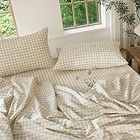 Vista 3 de MooMee Ropa de Cama Fundas de Almohada de Cuadros Vichy Paquete de 2 100% Algodón Lavado con Textura Tipo Lino Transpirable Duradero Suave Cómodo