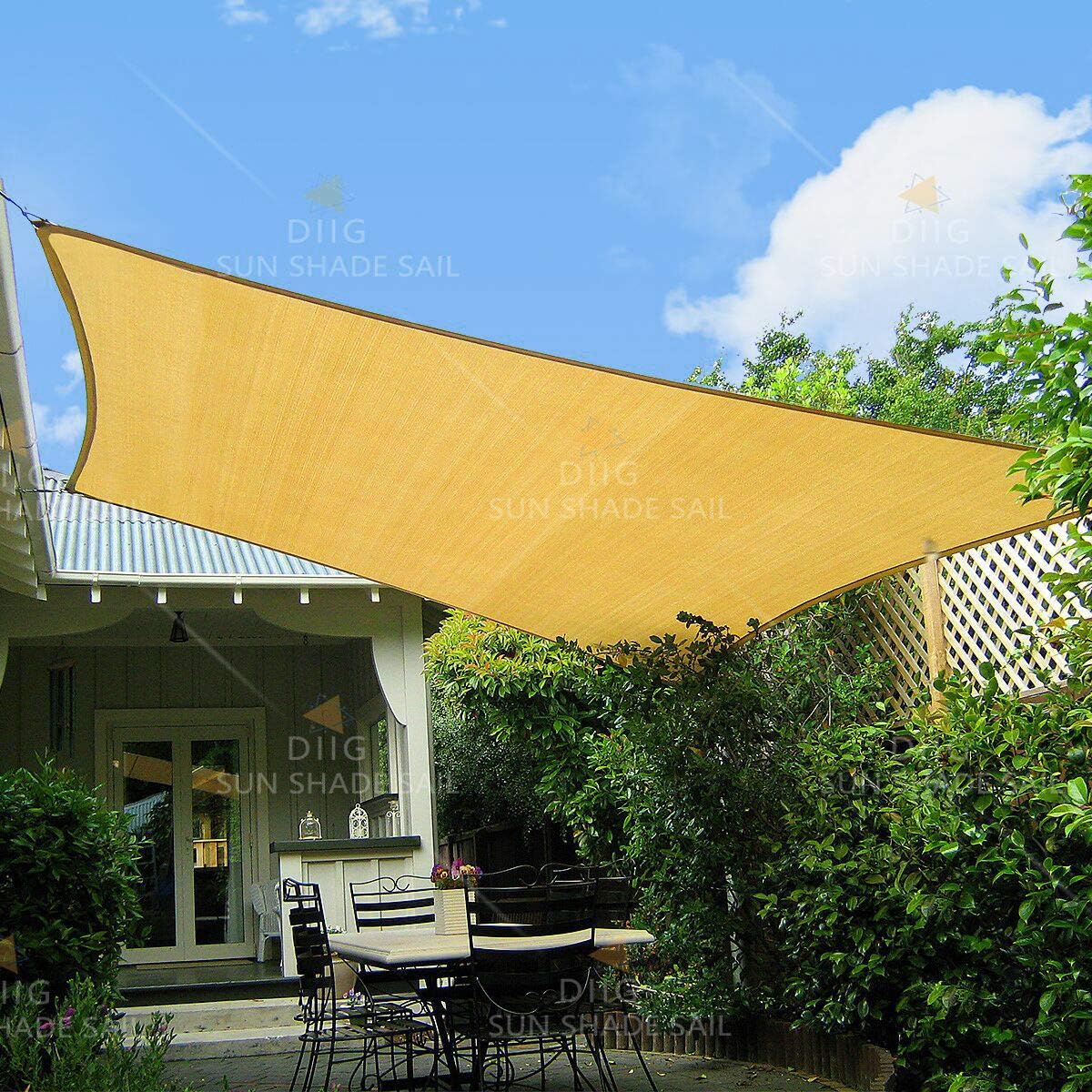 diig 10' x 13' Rectangle Sun Shade sail, Sunshade Canopy Balcony Patio Yard Garden Pool Deck HDPE Cloth Fabric Sun Sail,Sand Color