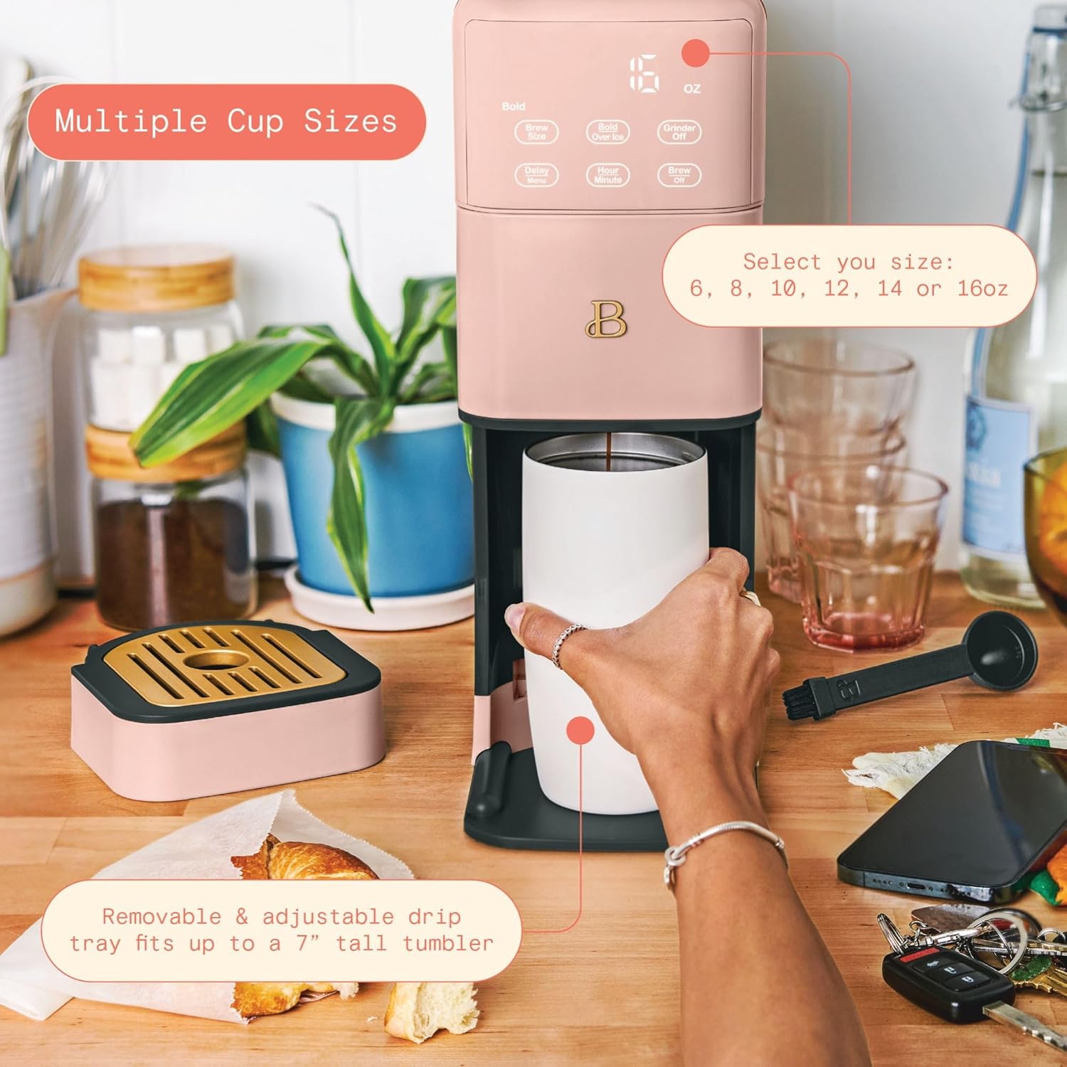 Single-Serve Coffee Maker with Built-in Burr Grinder | Programmable Grind & Brew Coffee Machine | 6 Cup Sizes, 3 Strength Settings | 64 oz Reservoir & Exact-Xtract Technology