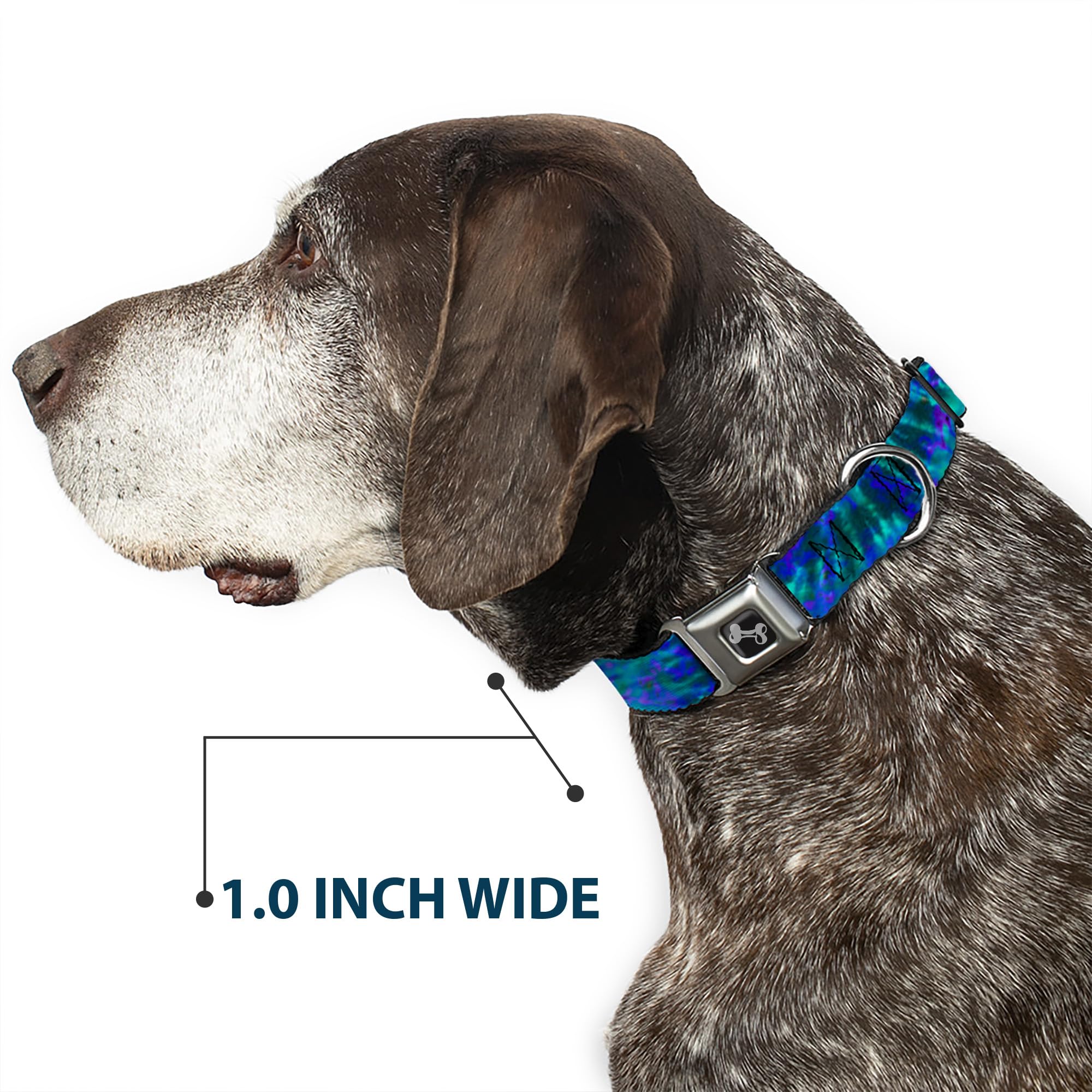 Hundehalsband Mit Sicherheitsgurt-Schnalle – Grün/Blau/Violett, Größe Large (Halsumfang 15-26 Zoll)