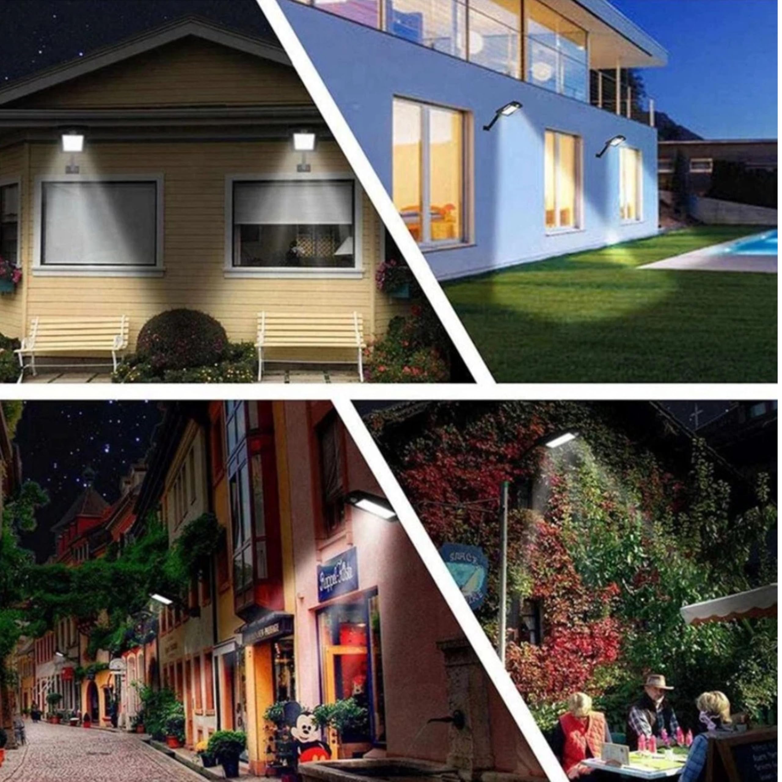 YASTA Lampione Solare Led Esterno 300 Watt Luci Da Esterno Giardino Luce Fredda Crepuscolare e Sensore di Movimento con Telecomando Faro led Stradale con Pannello Solare