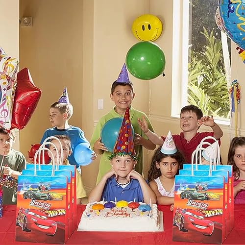 Miniatura 5 de 16 bolsas de recuerdo de fiesta de automóvil Lightning con asas, no tejidas reutilizables, bolsas de regalo, bolsas de regalo para niños y niñas,